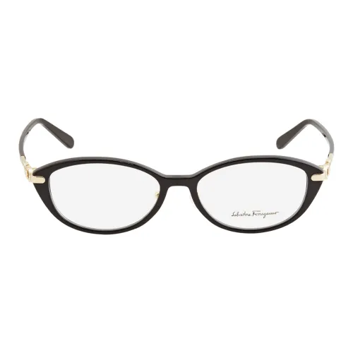 FERRAGAMO Пластик Овальный Оправы для очков Женские Черный