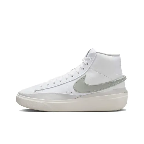 Nike Blazer Mid Призрачный Slip-Resistant MID Топ Повседневная обувь Мужская Белый Серый