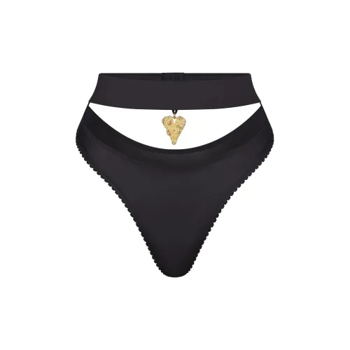 SKIMS Эластичный Сатин Подвеска DIPPED Стринг Нижнее белье Женское 1 Пачка Onyx Onyx