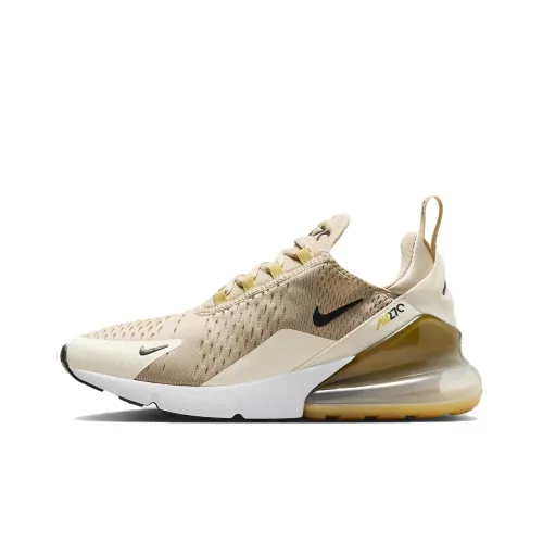 Nike Air Max 270 Low Топ Air Cushion Беговые кроссовки Унисекс Бежево-желтый