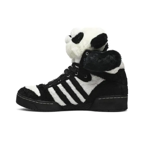 Adidas Originals JS Wings Панда Bear Slip-resistant Shock Absorbers High Top Скейтборд Кроссовки Unisex Черный Белый