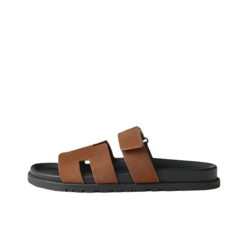 HERMES Chypre Резина Слипоны Мужские Умбра