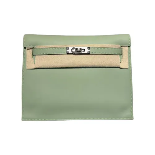 HERMES Kelly Danse Swift Телячья кожа Одно плечо Через плечо Клатч Женские 3I Vert Criquet Авокадо-зеленый Cricket Зеленый