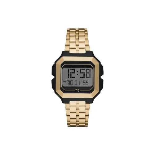 PUMA Мужские часы Кварцевый механизм Ремешок из нержавеющей стали 45 мм Серый циферблат