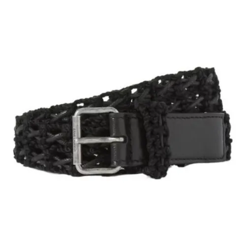 SAINT LAURENT Буква Этикетка Ремень Женский Серый Ширина 2,5 см