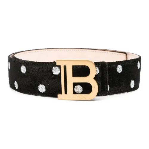 BALMAIN Letter Logo Кожаные ремни Женские Черный Ширина 4CM