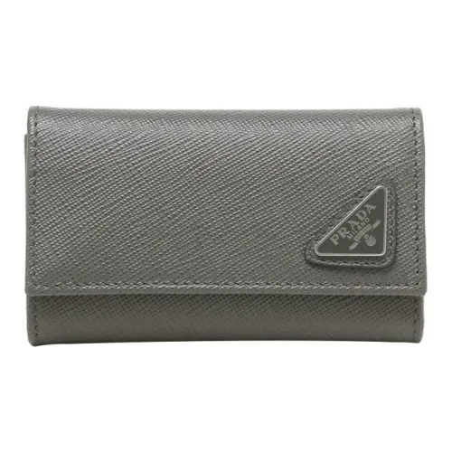 PRADA Saffiano кожа Key Pouch мужской серый