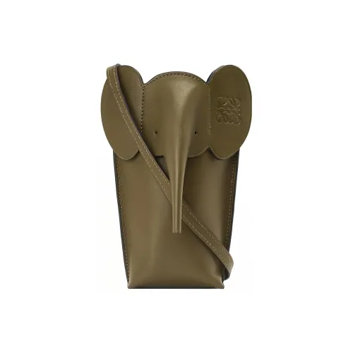 LOEWE Elephant Pocket Чехол для телефона из коровьей кожи Сумка через плечо Женская Темно-хаки Зеленый