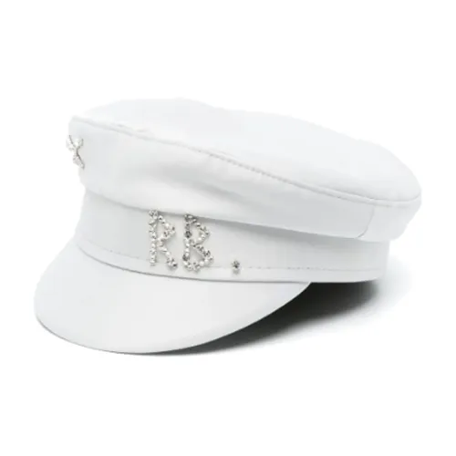 RUSLAN BAGINSKIY Полиэстер Хлопок Кристальная Декор Береты Женские Белые