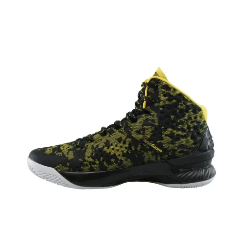 Under Armour Curry 1 Curry 1 Гостевой Высокий Топ Баскетбольные Кроссовки Мужские Черные Желтые