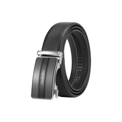 CHRISDIEN DENY Бизнес Автоматическая застежка Голова Повседневные брюки Ремень Коровья кожа Ремень Мужской Черный Ширина 3,8 см