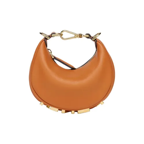 FENDI Fendigraphy Телячья кожа Сумка на запястье Нано Женская Коричневая