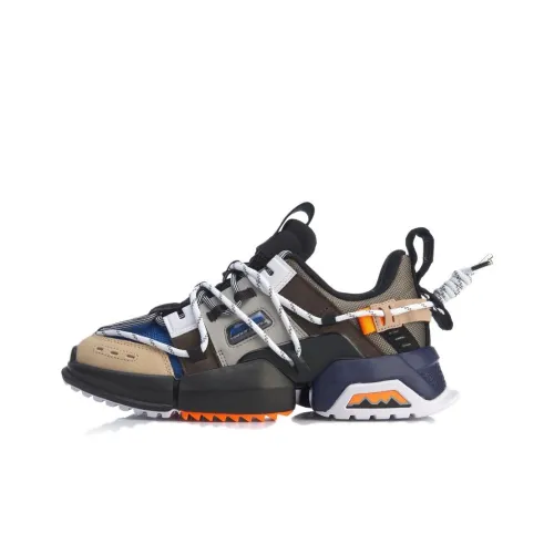 LINING Износостойкий Дышащий Низкий Топ Кроссовки Мужские Черные Коричневые