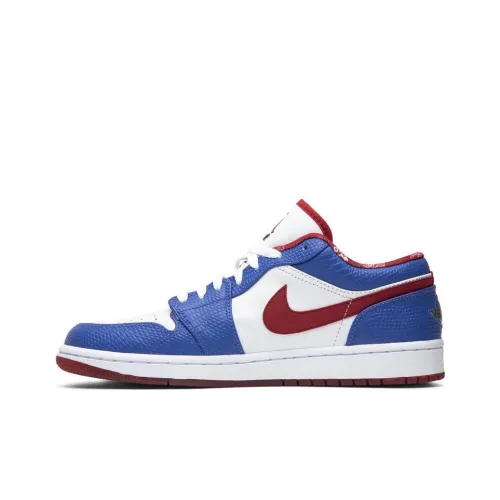 Jordan Air Jordan 1 Low LA Slip-Resistant Low Top Винтажные баскетбольные кроссовки Мужские Белый Синий Красный