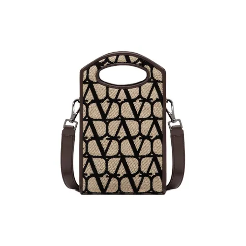 Valentino Кожаная отделка Сумка через плечо Мини Сумка на плечо Мужская Бежевая и Черная