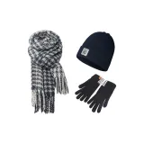 Шарф + Синяя шапка с флисовой подкладкой + Перчатки