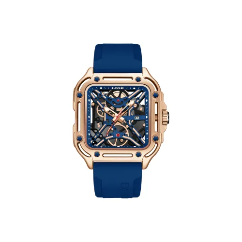 LIGE Кварцевый механизм силиконовый ремешок мужские часы черный циферблат модель LG8998