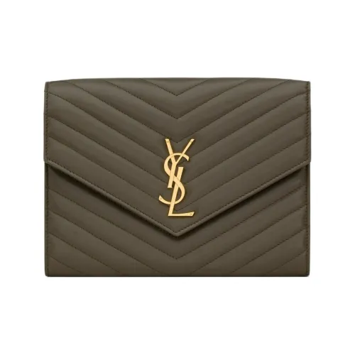 SAINT LAURENT Овчина Конверт Сумка Клатч Женский Светлый Мускус