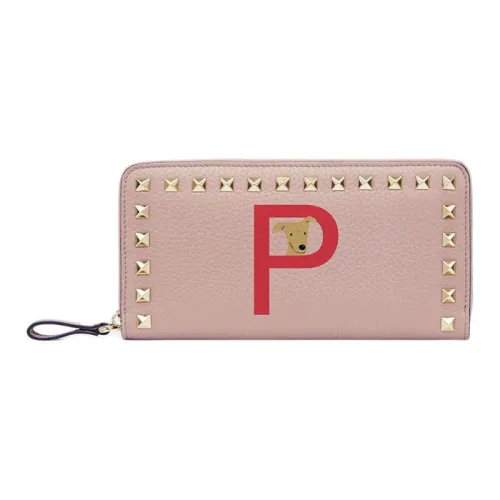 Валентино Гаравани Рокстуд Телячья кожа с рельефом Кошелек Женские Кварц Розовый и Чистый Красный