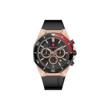 Двухцветный розовый ободок, черный циферблат, черный ремешок