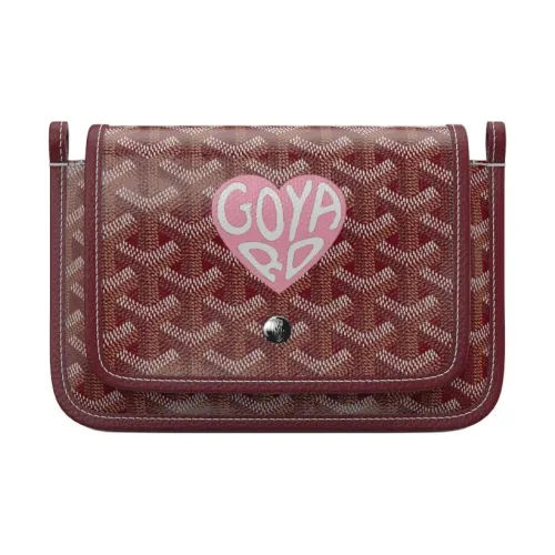 GOYARD Холст и кожа Конверт Сумка Сумка через плечо Сумка на плечо Унисекс Бордовый Светло-розовый Маленькое сердце