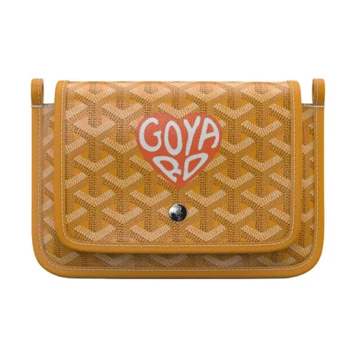 GOYARD Plumet Холст и Кожа Конверт Сумка Сумка через плечо Сумка на плечо Унисекс Желтый и Апельсин Маленькое Сердце