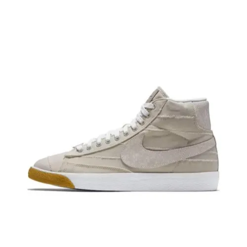 Nike Blazer Амортизация Износостойкий MID Топ Скейтборд Кроссовки Унисекс Серый Бежевый