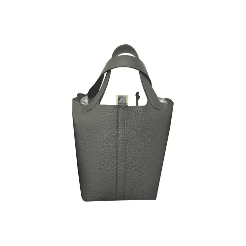 HERMES Picotin Lock Сумка из кожи Taurillon Clemence корзинка-сумка ведрообразная сумка женская H0 цвет Misty Серый