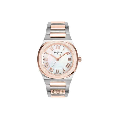 Ferragamo Женские часы Кварцевый механизм Ремешок из нержавеющей стали 36 Белый циферблат