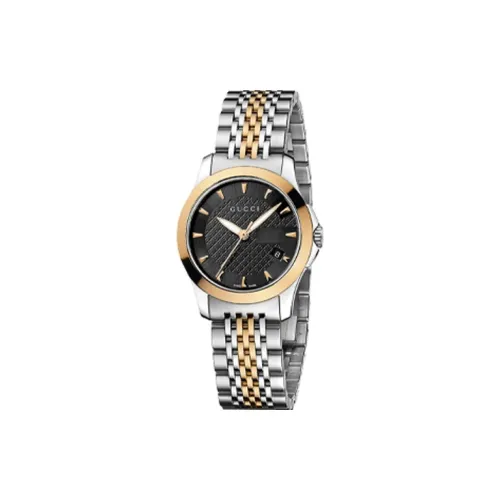 GUCCI Женские часы Кварцевый механизм Ремешок из нержавеющей стали Черный циферблат