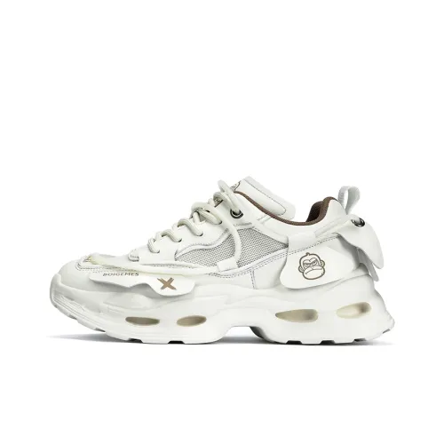 BOIGEMES Низкий топ толстая подошва кроссовки мужские белые