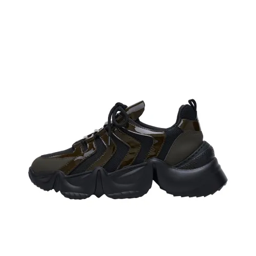 CINDY C ERIC Легкий Низкий Топ Толстая Подошва Кроссовки Женские Армейский Зеленый