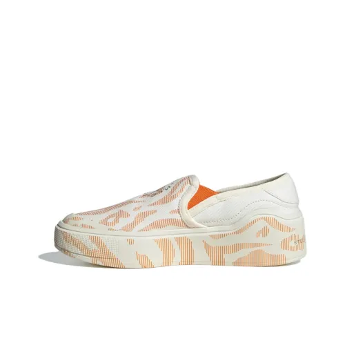 Adidas Court Slip-On by Stella McCartney Амортизация Износостойкие Низкие Кроссовки для Скейтбординга Женские Белые Апельсиновые