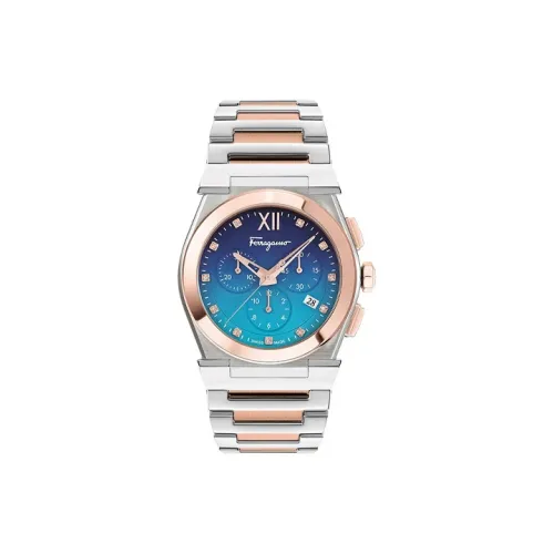 Ferragamo Кварцевые часы механизм ремешок из нержавеющей стали 40 мм синий циферблат унисекс