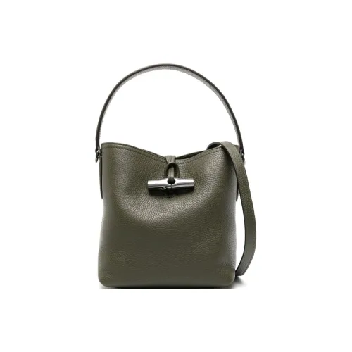 LONGCHAMP Roseau Essential Коровья кожа Ведрообразная сумка Сумка на одно плечо Экстра маленькая Женская Хаки