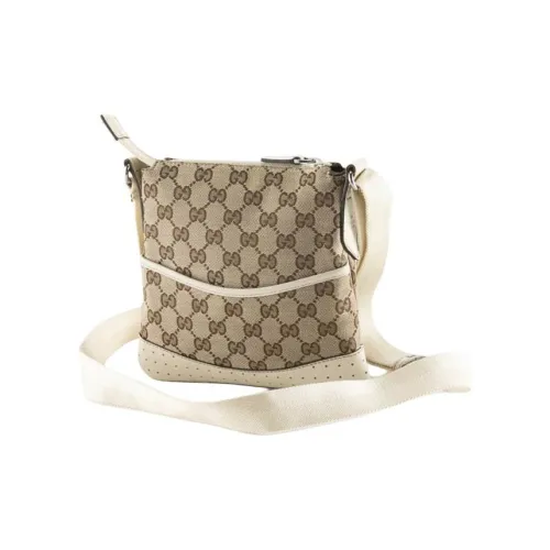 GUCCI Canvas Сумка Курьерская Сумка Сумка через плечо Сумка на плечо Женская Экрю и Светло-коричневый