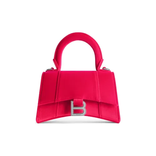 Balenciaga HOURGLASS Вельвет Сумка через плечо Одно плечо Экстра Маленькая Женская Ярко-розовая