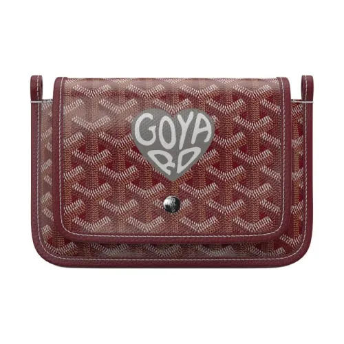 GOYARD Холст и кожа Конверт Сумка Сумка через плечо Сумка на плечо Унисекс Бордовый и Серый Маленькое сердце