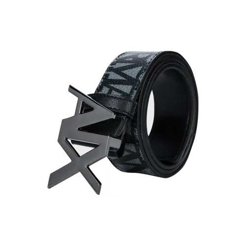 ARMANI EXCHANGE Буква Cut Out Smooth Clasp Кожаные ремни Женские Черный Ширина 3 см