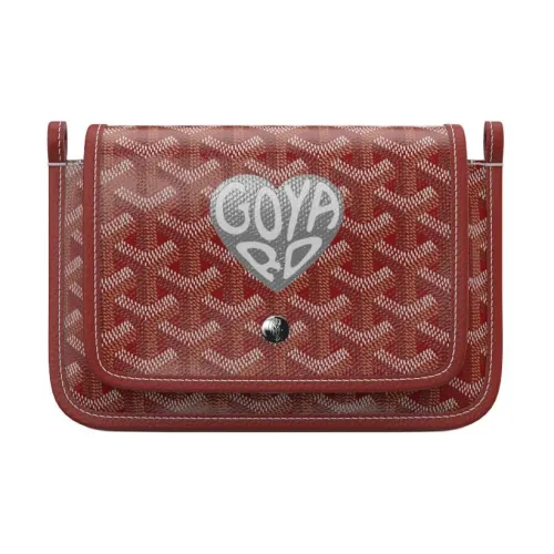 GOYARD Plumet Холст и Кожа Конверт Сумка Сумка через плечо Сумка на плечо Унисекс Красный и Серебряный Маленькое Сердце