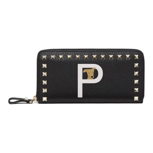 Valentino Garavani Rockstud Телячья кожа с текстурой Кошелек Женский Черный Белый