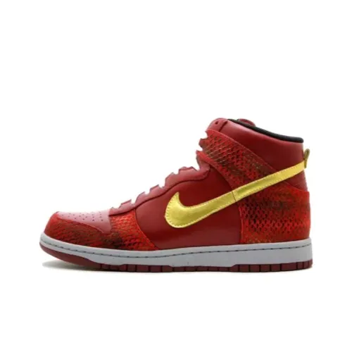 Nike Dunk Амортизация Износостойкие Высокие Кроссовки для скейтбординга Мужские Красные Желтые