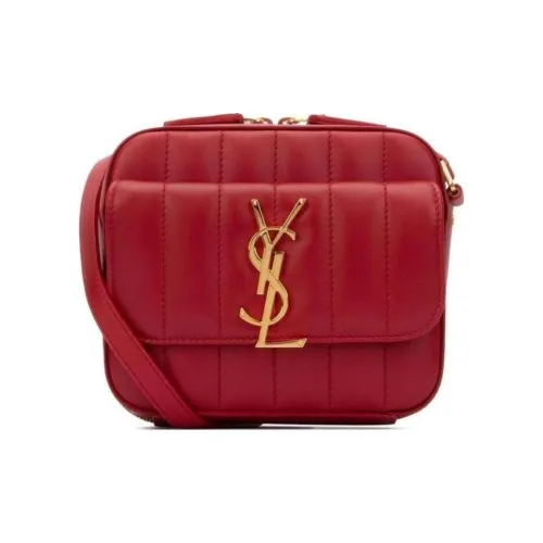 SAINT LAURENT Lambskin Camera Bag Crossbody Bag Women's Red