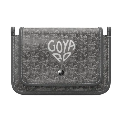 GOYARD Plumet Холст и Кожа Конверт Сумка Сумка через плечо Сумка на плечо Унисекс Серый и Серый Маленькое Сердце