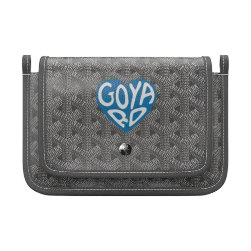 GOYARD Холст и кожа Конверт Сумка Сумка через плечо Сумка на плечо Унисекс Серый и Небесно-синий Маленькое сердце