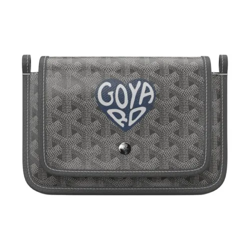 GOYARD Холст и кожа Конверт Сумка Сумка через плечо Сумка на плечо Унисекс Серый и Темно-синий Маленькое сердце