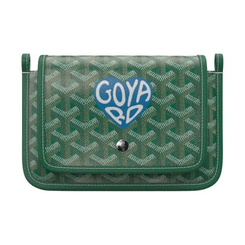 GOYARD Plumet Холст и Кожа Конверт Сумка Сумка через плечо Сумка на плечо Унисекс Зеленый Небесно-синий Маленькое Сердце