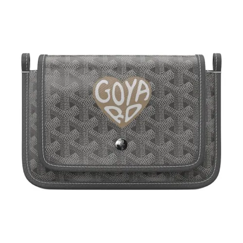 GOYARD Plumet Холст с кожей Конверт Сумка Сумка через плечо Сумка на плечо Унисекс Серый Spelling Сливочный Маленькие Сердца