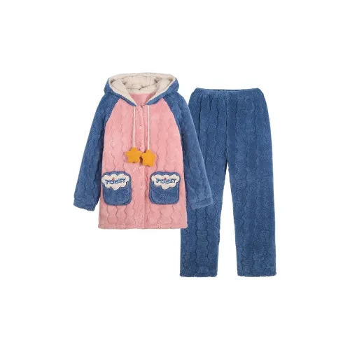 Sha Qian Пижамный комплект Зимний Женский Розовый