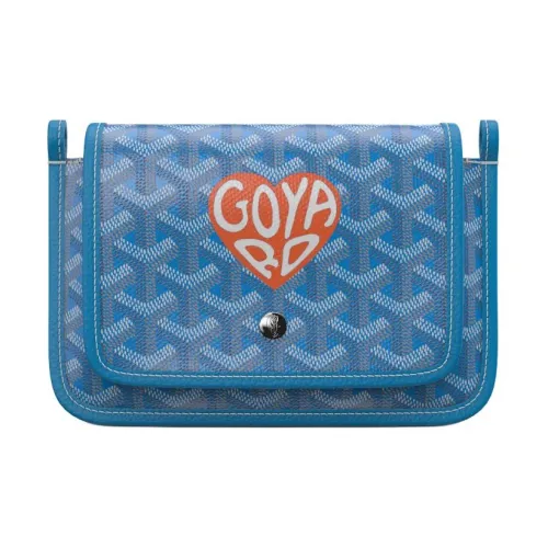 GOYARD Plumet Холст и Кожа Конверт Сумка Сумка через плечо Сумка на плечо Унисекс Синий и Оранжевый Маленькое Сердце